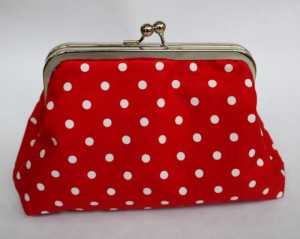 Red polka dot frame purse