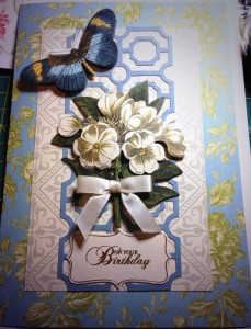 handmade birthday card flowers and butterfly