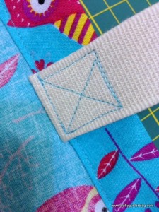 book bag tutorial handle sewing cross