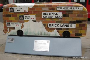 all aboard the number 8 bus sculpture